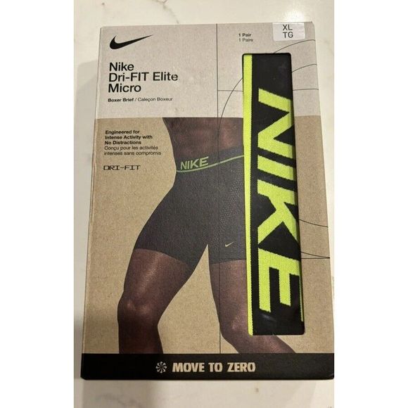 Nike KE1151 001 Men’s Sz X-Large Dri-Fit Elite Micro Boxer Brief Black/Volt - Picture 1 of 2